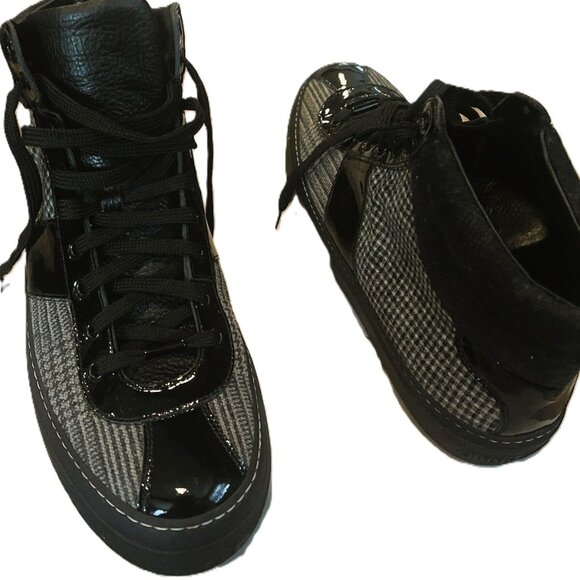 Jimmy Choo Limited Edition Belgravia Leather/Flannel High Tops - EUC - Picture 3 of 14